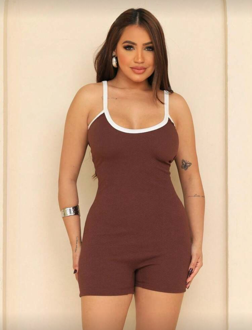 Macaquinho Macacão Fitness Costa Aberta Alcinha Crossfit Treino Casual Academia Canelado Curto